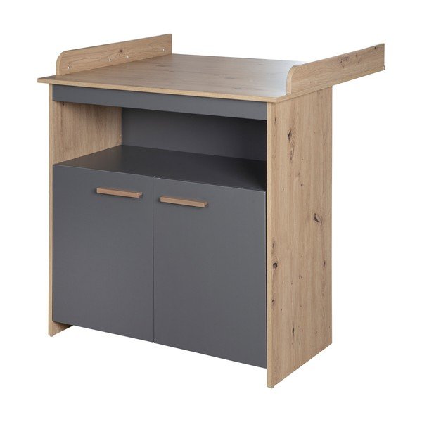 Antracitno siva/u prirodnoj boji dječja komoda u dekoru hrasta s promjenjivim stolom 88x98x75 cm Anna – Roba-image-3