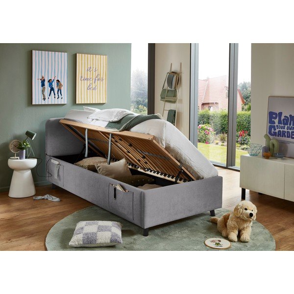 Sivi dječji krevet s prostorom za odlaganje s podnicom 90x200 cm Cosy – Meise Möbel-image-2