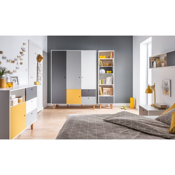 Bijelo-siva komoda sa žutim detaljima Vox Concept-image-1