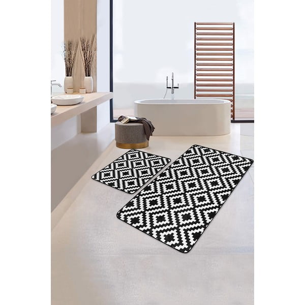 Bijele/crne kupaonske prostirke u setu 2 kom 60x100 cm – Mila Home-image-1