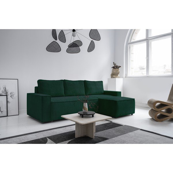 Tamno zelena sklopiva kutna garnitura od samta (promjenjiva) Brave Dave – Miuform-image-3