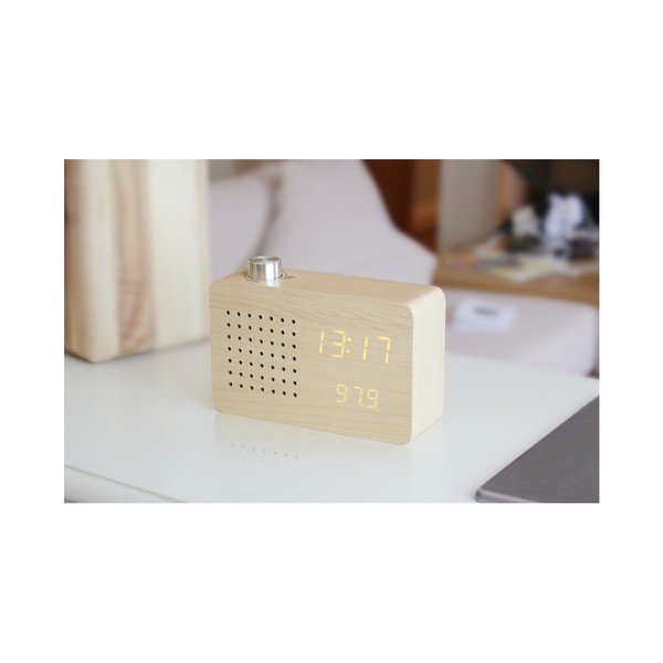 Bež budilica i radio sa žutim LED zaslonom i Gingko Radio Click Clock-image-1