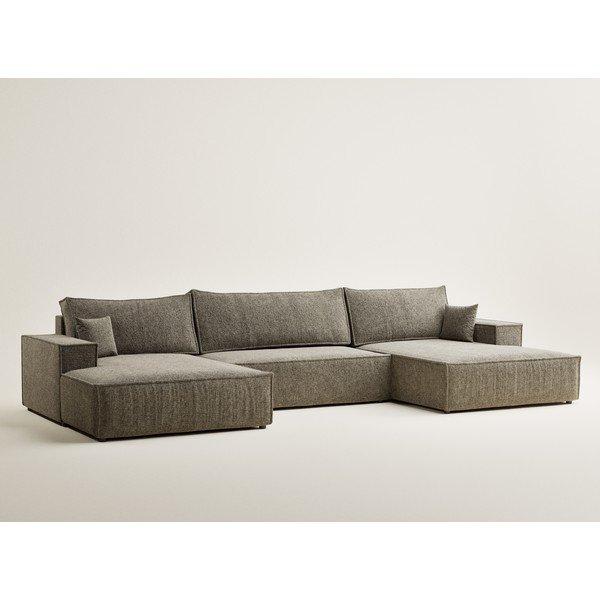 Smeđa sklopiva/s prostorom za odlaganje kutna garnitura od šenila (u obliku slova "U") Kyoto – Maison de Rêve-image-2