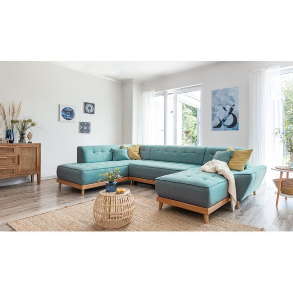 Tirkizna sklopiva kutna garnitura (s lijevim kutom/u obliku slova "U") Dazzling Daisy – Miuform-image-4