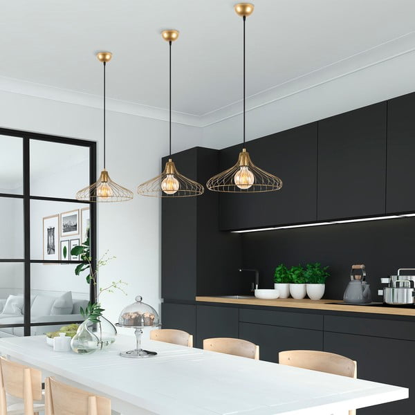 Viseća svjetiljka u zlatnoj boji s metalnim sjenilom ø 36 cm Depay – Opviq lights-image-2