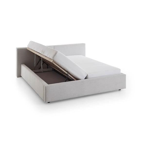 Svijetlo sivi tapecirani bračni krevet s prostorom za odlaganje s podnicom 160x200 cm Cube – Meise Möbel-image-4