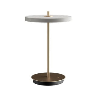 Svijetlo siva LED stolna lampa s mogućnosti zatamnjivanja s metalnim sjenilom (visina 31 cm) Asteria Move – UMAGE