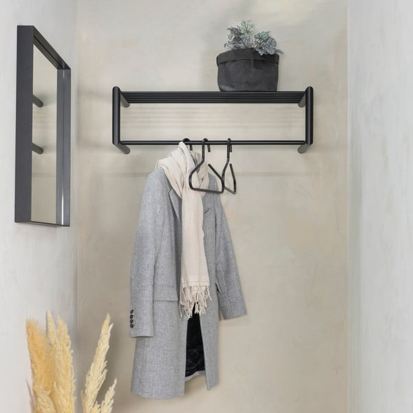 Crna metalna zidna vješalica s policom 80 cm Smooth – Spinder Design-image-1