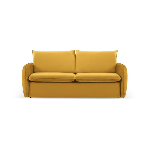 Senf žuta baršunasta sklopiva sofa 194 cm Vienna – Cosmopolitan Design
