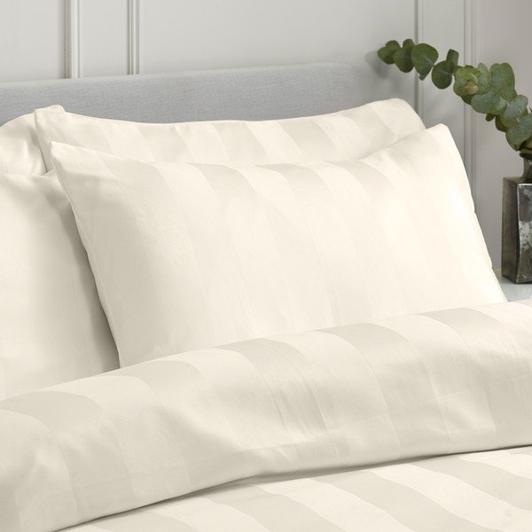 Krem satenska posteljina za krevet za jednu osobu 135x200 cm So Soft Satin Stripe – Catherine Lansfield-image-2