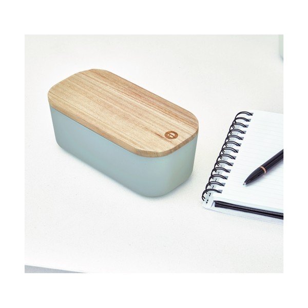 Siva kutija za pohranu s poklopcem od drveta paulovnije iDesign Eco, 9 x 18,3 cm-image-1