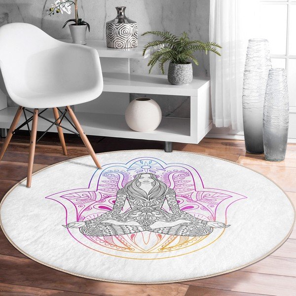 Bijeli periv/pogodan za robotski usisavač okrugli tepih ø 120 cm Comfort – Mila Home-image-1