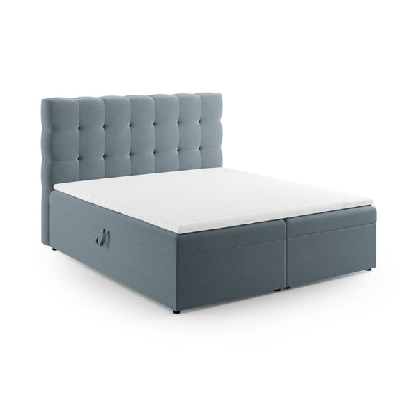 Svijetlo plavi boxspring krevet s prostorom za pohranu 180x200 cm Bali – Cosmopolitan Design