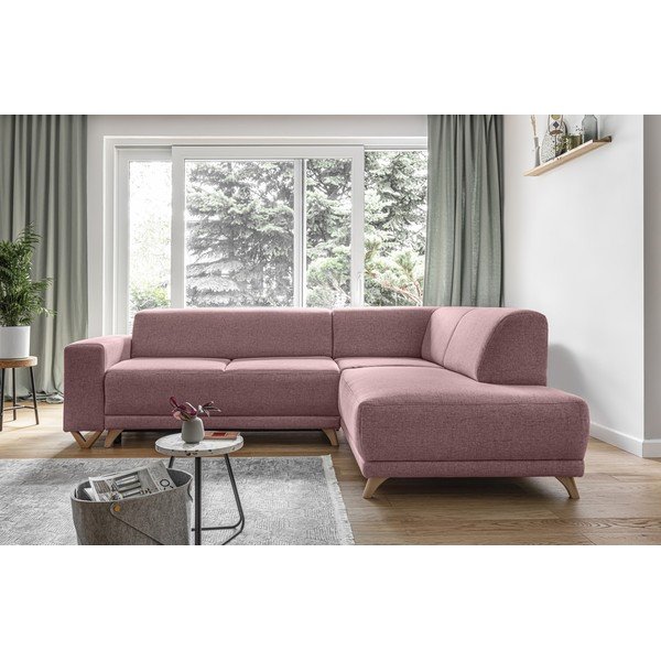 Ružičasta sklopiva/s prostorom za odlaganje kutna garnitura (s desnim kutom/u obliku slova L) Classy Sophie – Miuform-image-1