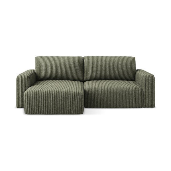 Zelena sklopiva/s prostorom za odlaganje kutna garnitura od samta (s lijevim kutom/s ležaljkom) Kona – Makamii