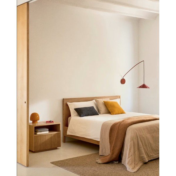 Bračni krevet od punog hrasta s podnicom 180x200 cm u prirodnoj boji Alguema – Kave Home-image-2