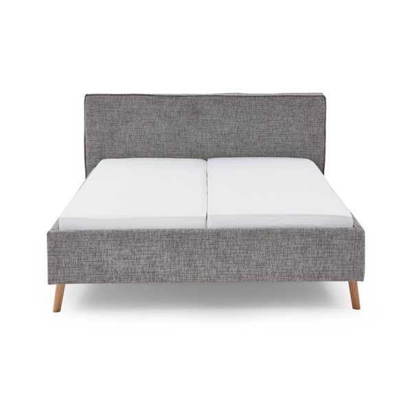 Sivi tapecirani bračni krevet s prostorom za odlaganje s podnicom 160x200 cm Riva – Meise Möbel-image-4