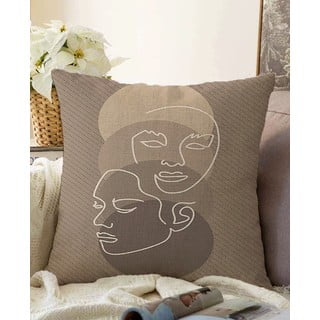 Smeđa jastučnica s udjelom pamuka Minimalist Cushion Covers Chenille, 55 x 55 cm