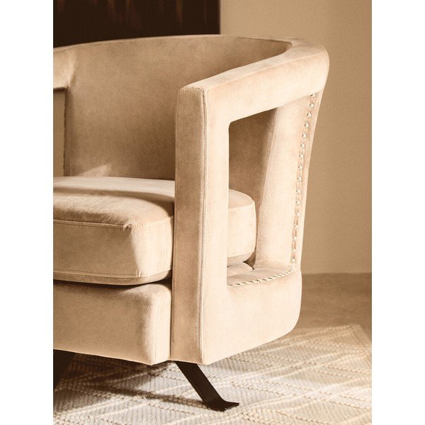 Svjetlo smeđa okretna baršunasti fotelja Hestia – Premier Housewares-image-1
