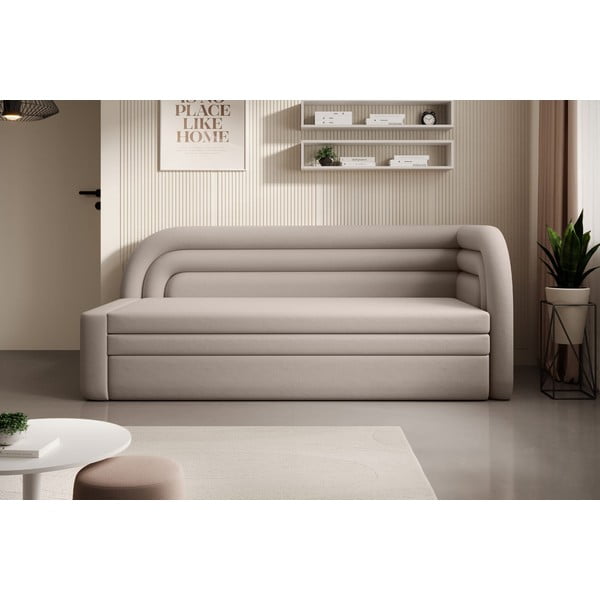 Bež baršunasti sklopiva/s prostorom za odlaganje sofa s lijevim kutom 223 cm Fabillo – ELTAP-image-1