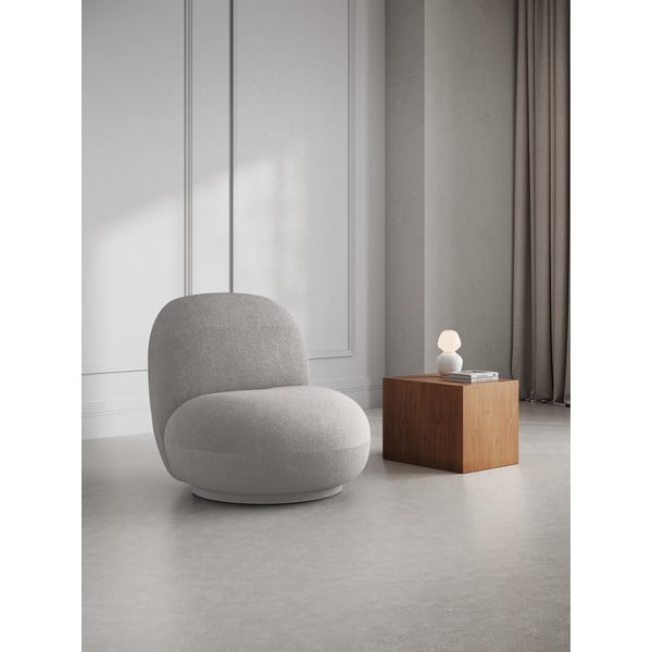 Svijetlo siva fotelja od bouclé tkanine Chuck – Micadoni Home-image-1