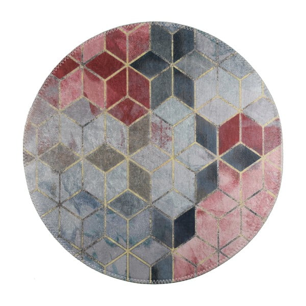 Ružičasto-svijetlo sivi perivi okrugli tepih ø 80 cm – Vitaus