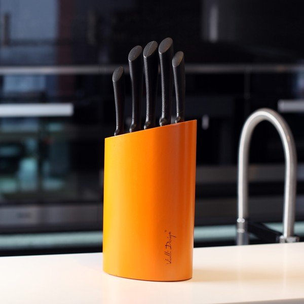 Narančasti stalak s pet noževa Vialli Design-image-1