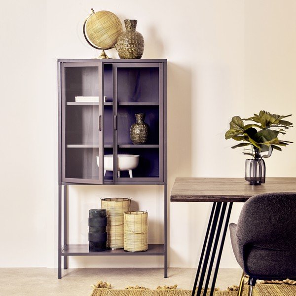 Siva željezna vitrina 75x150x35 cm Acier – Premier Housewares-image-1