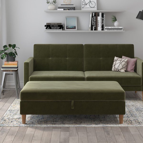 Zeleni baršunast tabure Lilly – Støraa-image-1