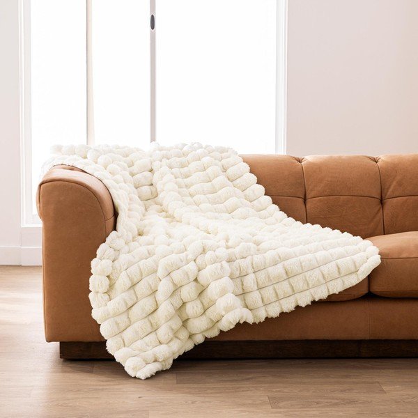 Krem deka od mikropliša/od umjetnog krzna 180x220 cm Igloo – douceur d'intérieur-image-2