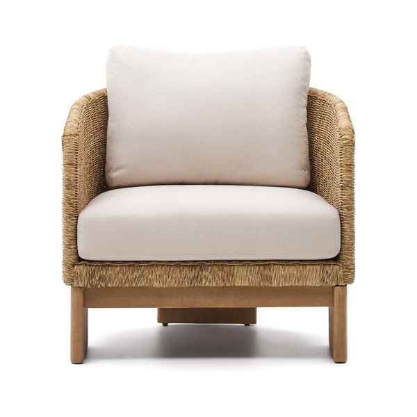 Bež/u prirodnoj boji vrtna fotelja od masivnog drveta/od umjetnog ratana Xoriguer – Kave Home-image-2