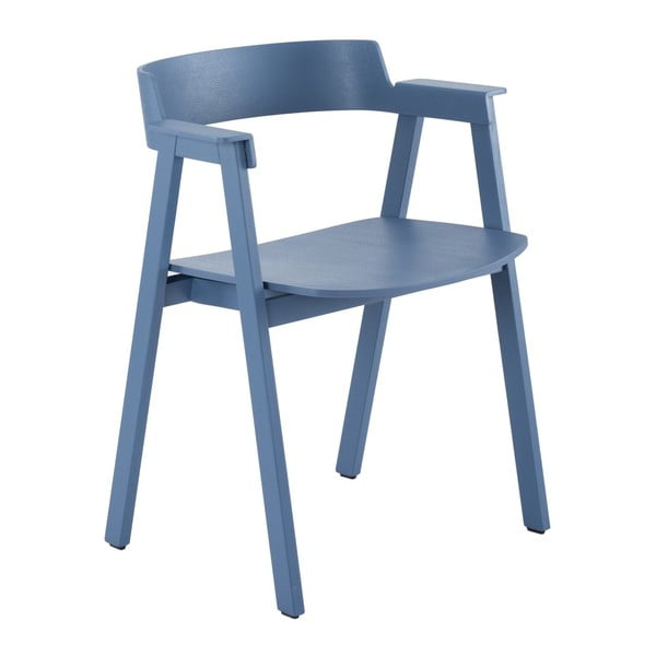 Plava blagovaonska stolica s naslonima za ruke od punog hrasta Flip – Gazzda