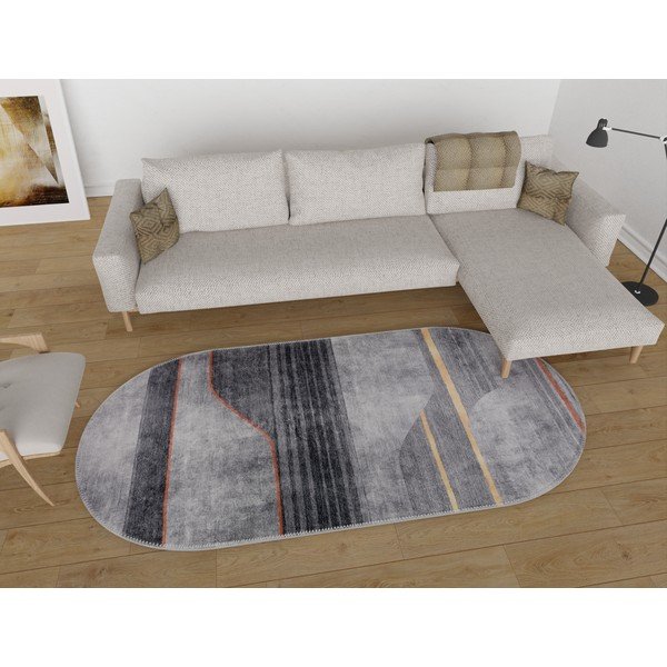 Sivi perivi tepih 120x180 cm Oval – Vitaus-image-1