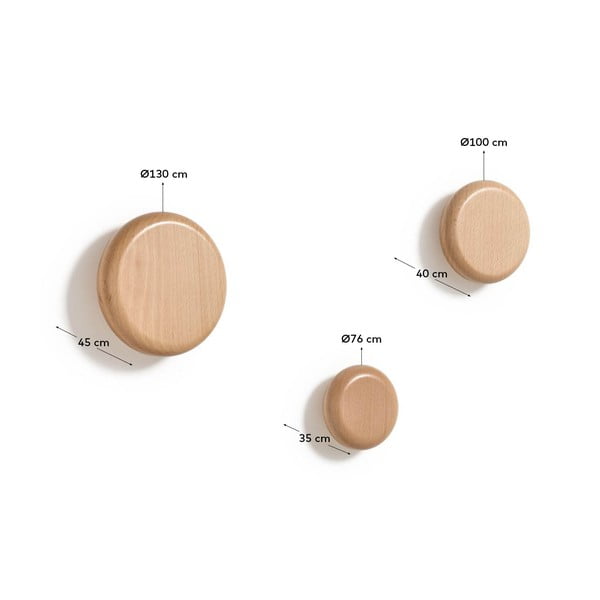 Drvene zidne kuke u setu 3 kom u prirodnoj boji Nadue – Kave Home-image-3