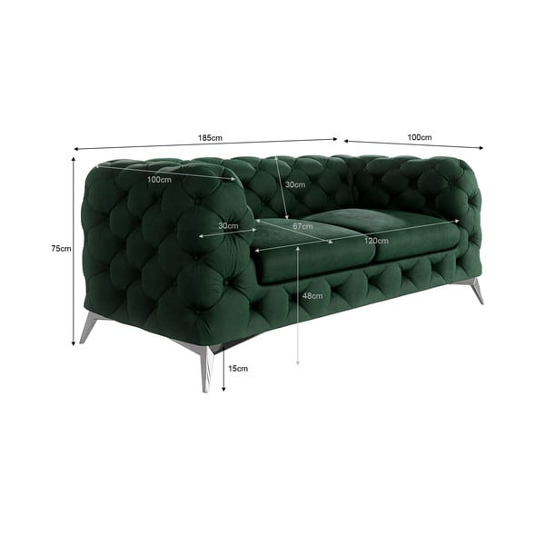 Tamno zelena baršunasti sofa 185 cm Chelsea – Ropez-image-3