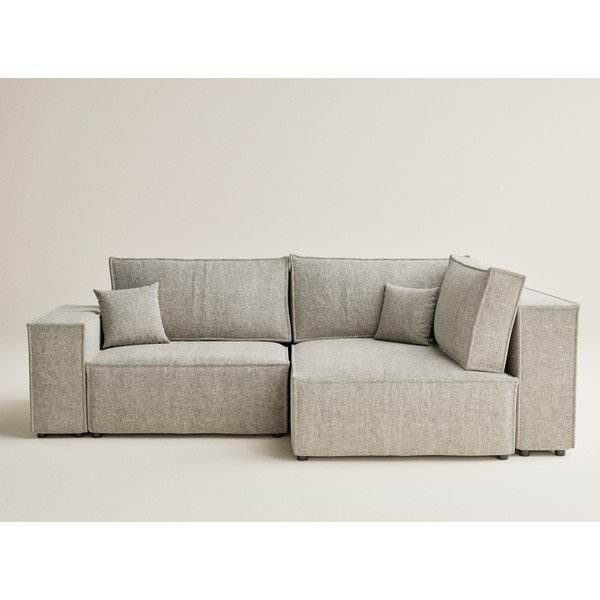 Bež sklopiva/s prostorom za odlaganje kutna garnitura od šenila (s desnim kutom/u obliku slova L) Tonga – Maison de Rêve-image-2