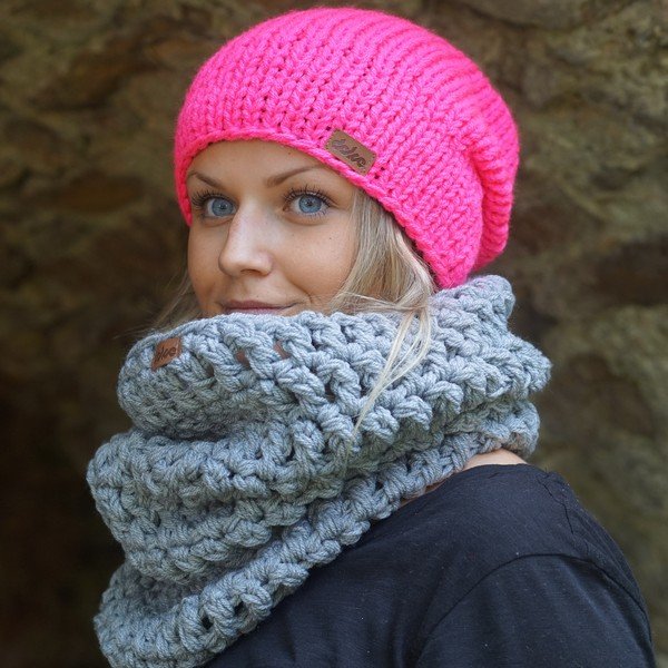 Ručno pletena kapa DOKE Pink Beanie-image-1