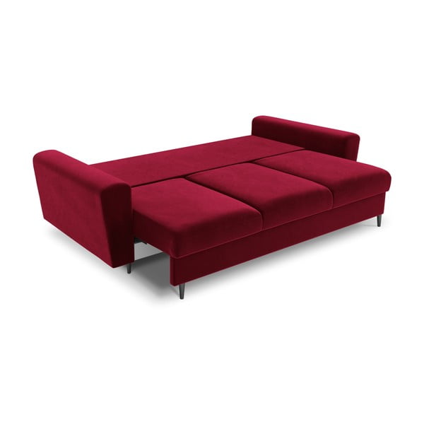 Crvena baršunasti sklopiva/s prostorom za odlaganje sofa 235 cm Kyoto – Cosmopolitan Design-image-2