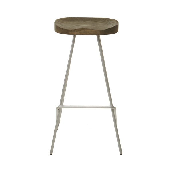 Barska stolica od čvrstog brijesta u srebrnoj boji/u prirodnoj boji (visine sjedala 78 cm) District – Premier Housewares-image-2