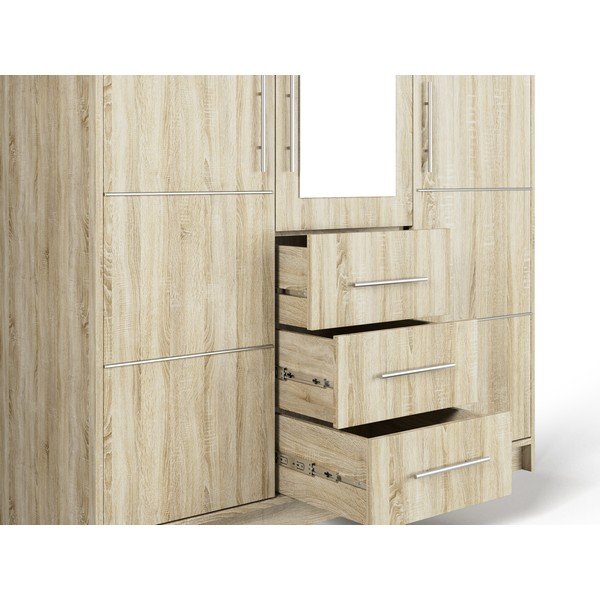 Ormar u dekoru hrasta s ogledalom 147x200 cm Derry - Cosmopolitan Design-image-4