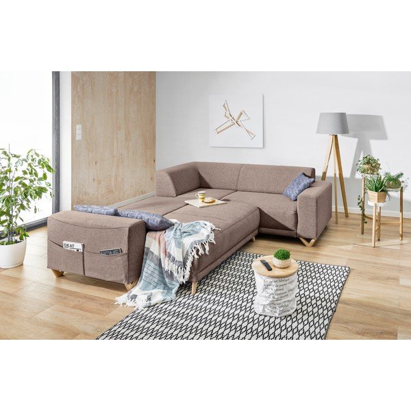 Smeđa sklopiva/s prostorom za odlaganje kutna garnitura (s desnim kutom/u obliku slova L) Classy Sophie – Miuform-image-4