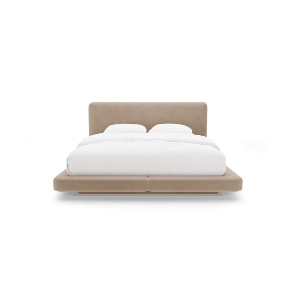 Svjetlo smeđi tapecirani bračni krevet 160x200 cm Linea – Micadoni -image-3