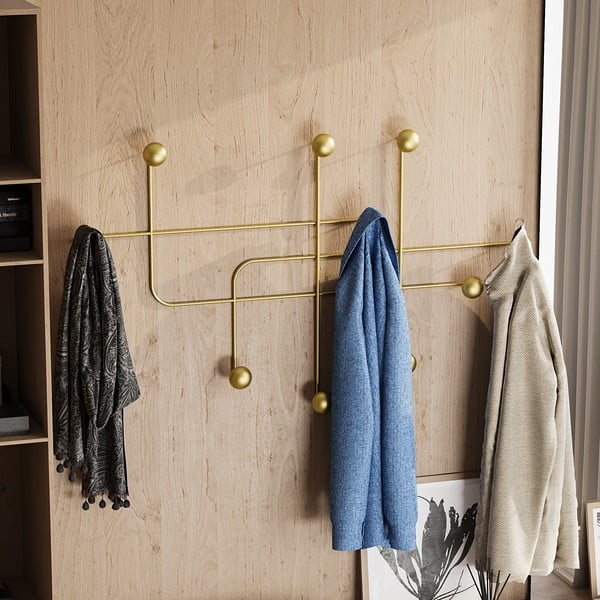 Metalna zidna vješalica u zlatnoj boji Dama – Kalune Design-image-2