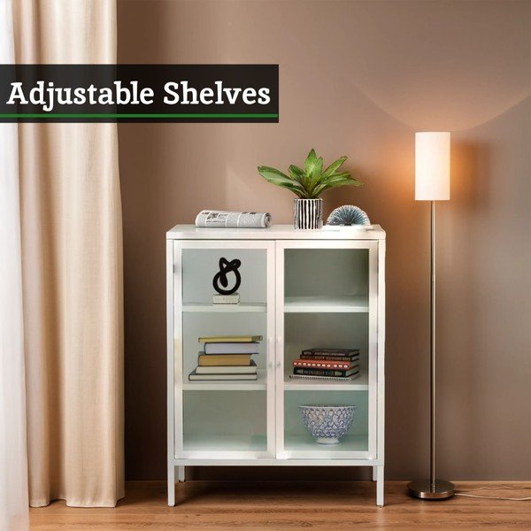 Bijela željezna vitrina 80x102x40 cm Acier – Premier Housewares-image-3