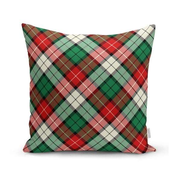 Zeleno-crvena ukrasna navlaka za jastuk Minimalist Cushion Covers Flannel, 35 x 55 cm