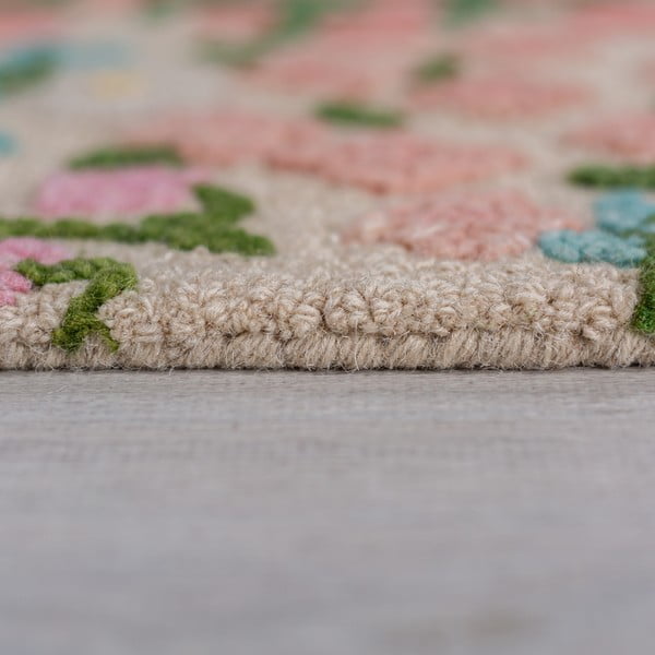 Krem ručno rađen vunen tepih 200x290 cm Emilia Floral – Flair Rugs-image-4