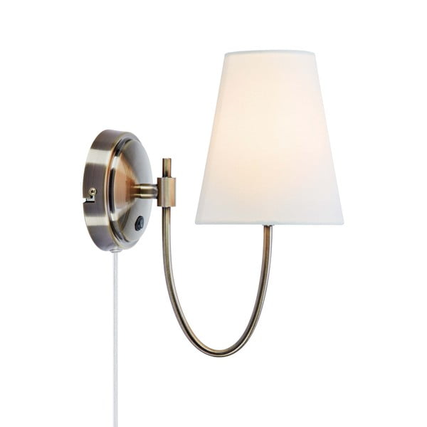 Bijela/mjedena zidna lampa s utikačem Amar – Markslöjd