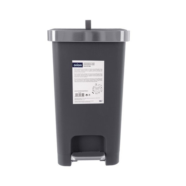 Siva plastična kanta za smeće s pedalom 15 l Premier – Orion-image-3