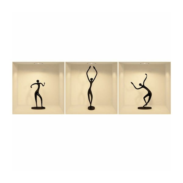 Set od 3 naljepnice s 3D efektom Ambiance Dancing Figures-image-1