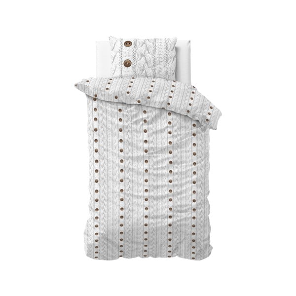 Bijela flanel posteljina Sleeptime Knit Buttons, 140 x 220 cm